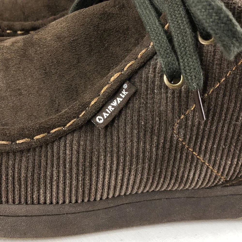 Airwalk Men's Size 13 Brown Corduroy Closed Toe Faux Sherpa Lined Chukka Boots
